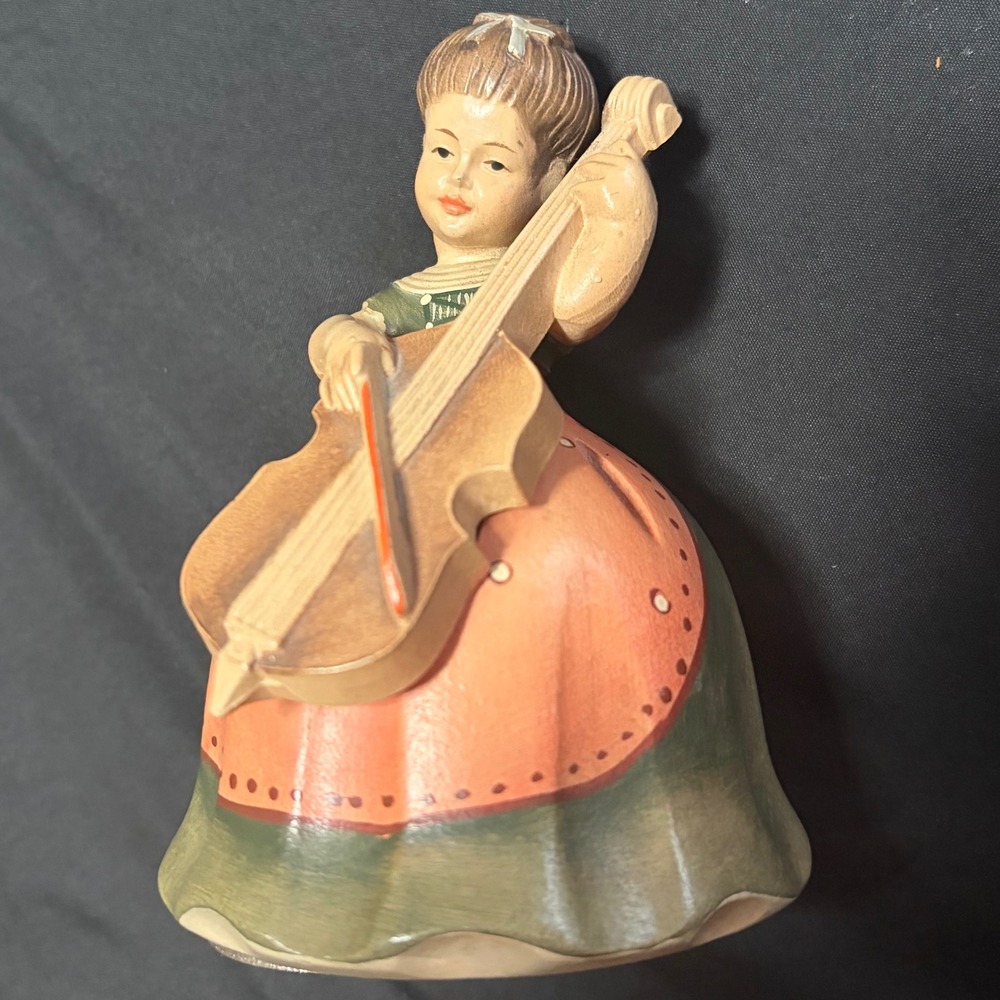 Vintage ANRI Reuge Girl Cello Wood Music Box Lara's Theme Swiss Movement